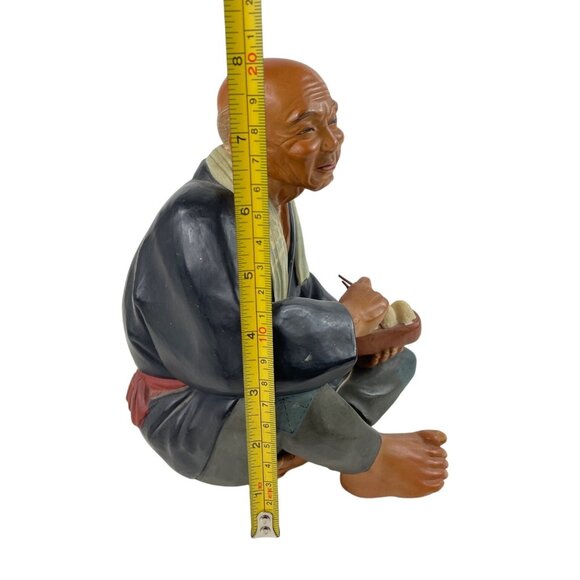 Vintage Hakata Urasaki Dolls Asian Elderly Man Figurine Eating Dumplings Statue - Picture 7 of 12